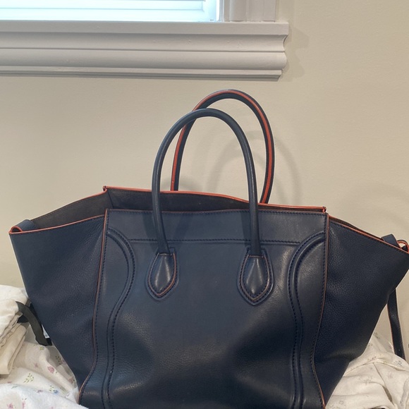 Celine navy blue leather medium phantom luggage tote. - Picture 3 of 3